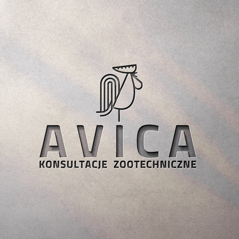 projekt logo Avica efekt tłoczenia