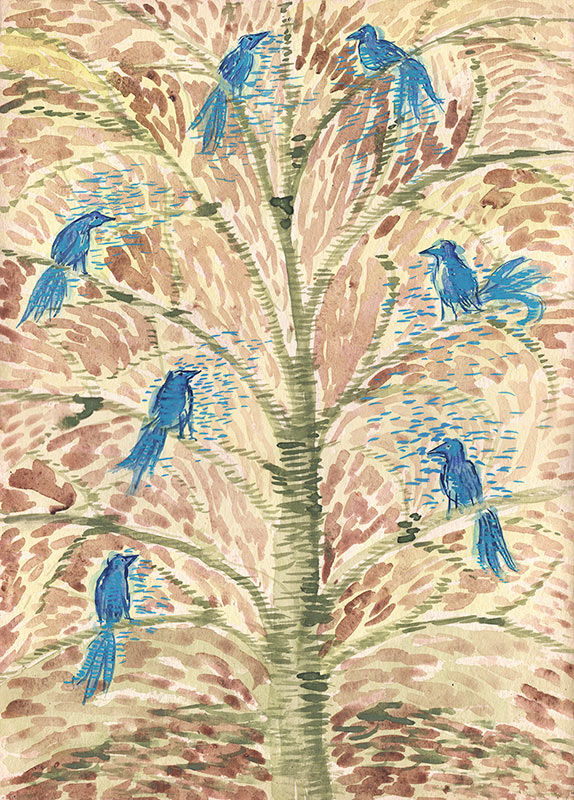 Malarstwo - Drzewo niebieskich ptaków