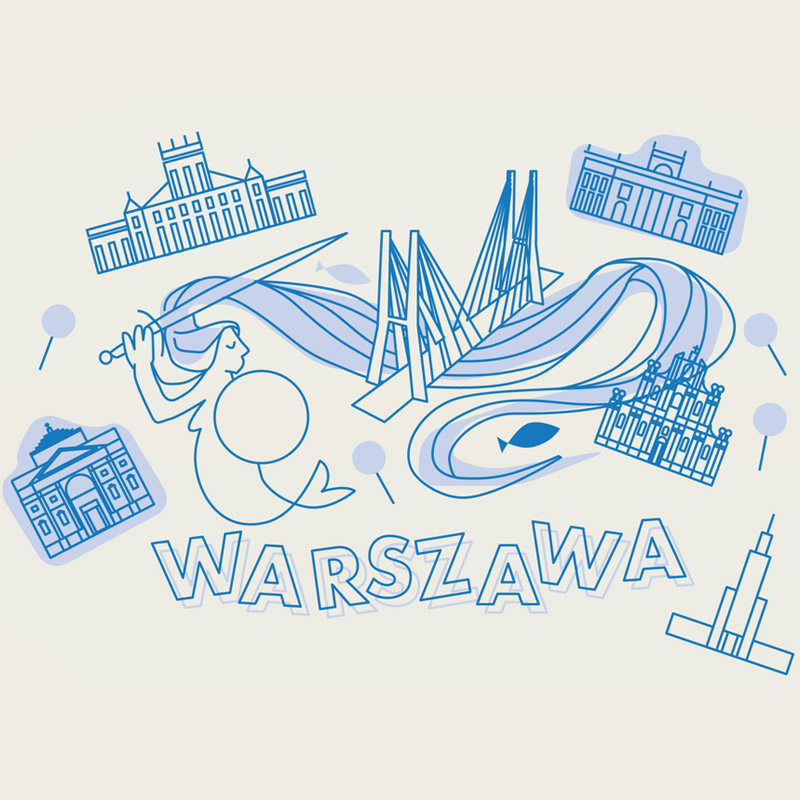 ilustracje Warszawa i jej zabytki oraz Syrenka 