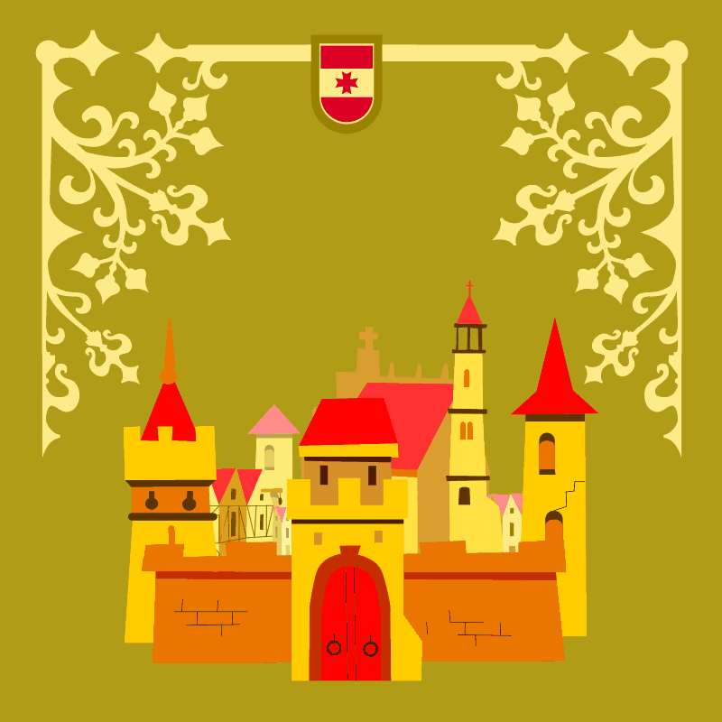 średniowieczne miasto rysunki