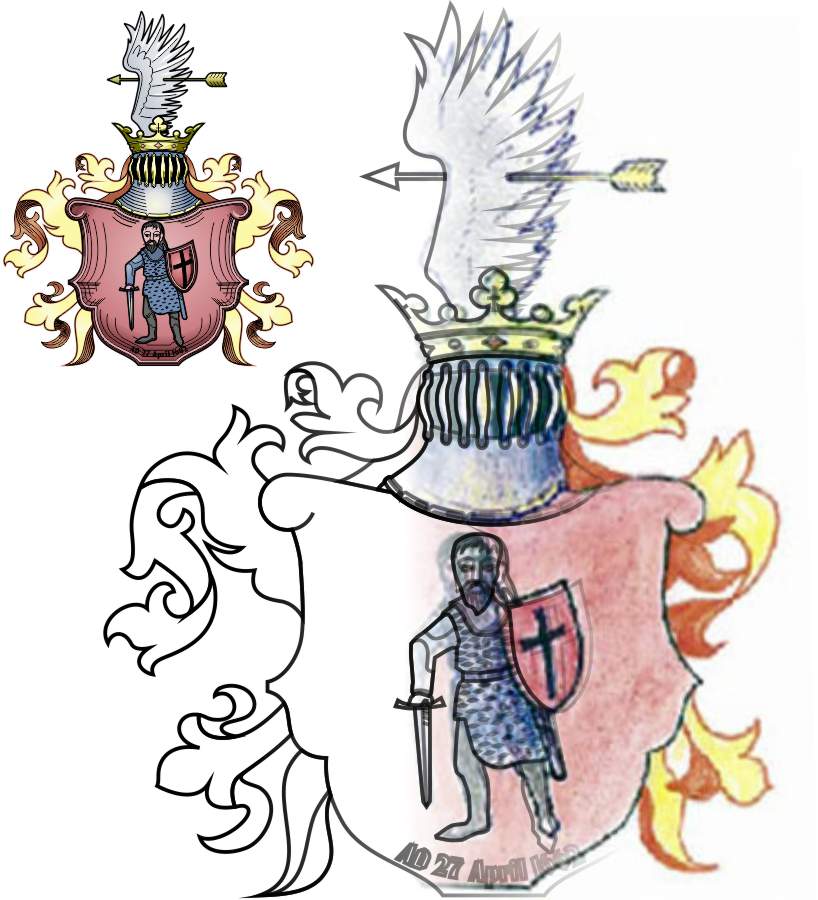 herb rycerski rysunek na podstawie starej miniatury 