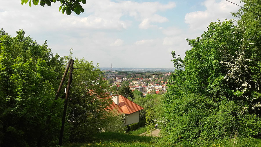Widok z góry na Wieliczkę i Kraków