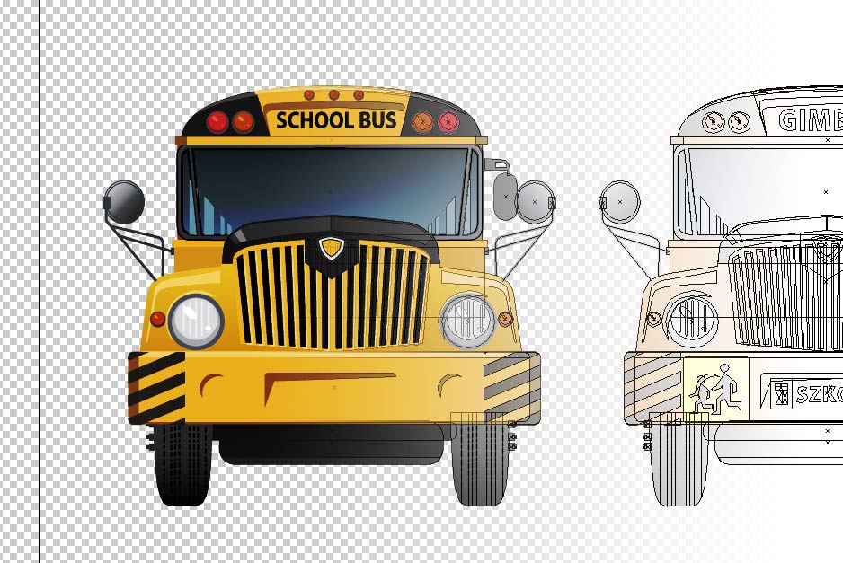 rysunek amerykańskiego autobusu szkolnego gimbus